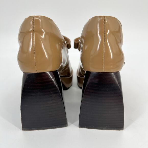Jeffrey Campbell Reine Platform Mary Jane Womens 8 Tan Natural Block Heel Pump - Picture 4 of 13